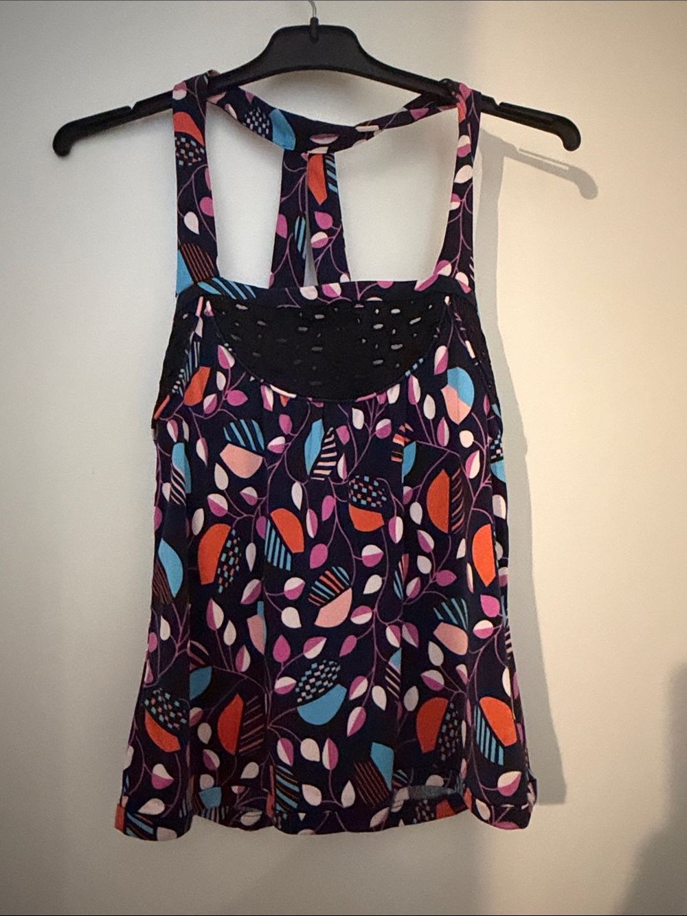 Marc Jacobs Black Racerback Tank with Multicolor Leaf Print